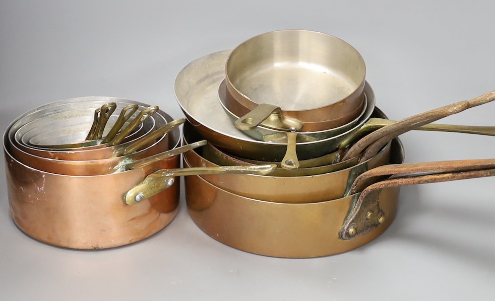 Batterie de cuisine, A collection of graduated French copper pots and pans